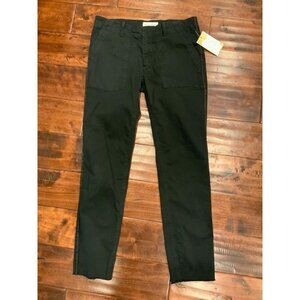 Nili Lotan Black Chino Slim Cut Ankle Pants W/ Raw Hems, Size 2